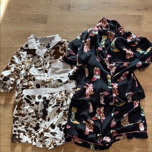 Cow Print and Boot Print Pajama Set